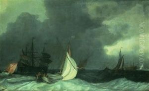 Marine Aux Vaisseaux Hollandais by Ludolf Backhuysen the Elder