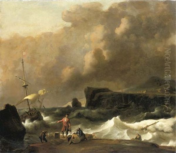A Shipwreck With Figures Coming Ashore, A Monastery Beyond - view 1