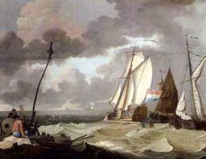 The States Yacht And Other Sailing Vessels In A Stiff Breeze by Ludolf Backhuysen the Elder