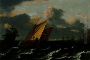 Schiffe Und Einlaufendes Fischerboot Bei Aufkommendem Sturm by Ludolf Backhuysen the Elder