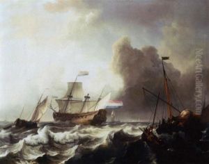 A Dutch Twenty-gun Frigate Dismasted In A Storm Off Enkhuizen