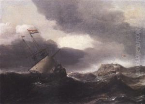 Navires Hollandais Sur Une Mer Agitee by Ludolf Backhuysen the Elder