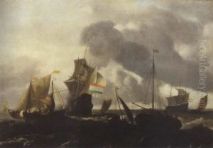 A Dutch Man'o-war And Other Shipping In Choppy Seas A Dutch Man'o-war And Other Shipping In Choppy Seas