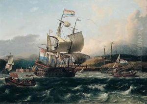 Dutch And English Men Of War With A Galley And Other Shipping Off A Levantine Coast