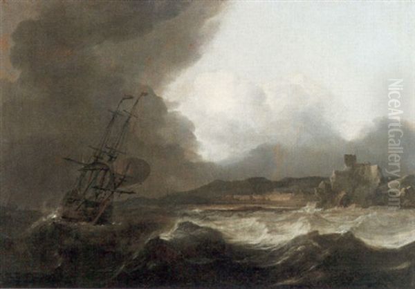 Skepp Vid Stormig Kust - view 1