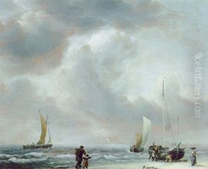 Hollandische Strandlandschaft Mit Fischern Und Booten thumbnail