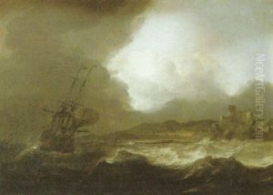 Skepp Vid Stormig Kust by Ludolf Backhuysen the Elder