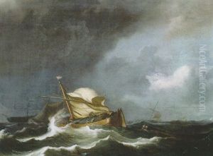 A Wijdschip, Sails Reefed, As A Storm Approaches A Wijdschip, Sails Reefed, As A Storm Approaches