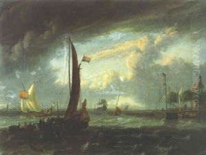 Shipping In Choppy Waters Offshore by Ludolf Backhuysen the Elder