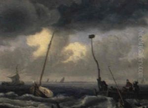 Boote Auf Bewegter See by Ludolf Backhuysen the Elder