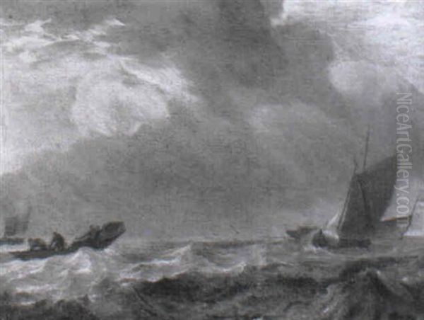A Fishing Boat And Other Shipping In A Squall - view 1