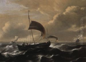 Pink In Choppy Waters by Ludolf Backhuysen the Elder