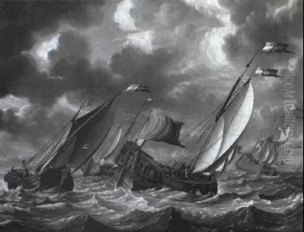 Dutch Men-of-war In A Swell - view 1