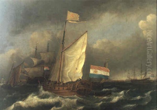 Amsterdam States Yacht Going About In Rough Seas Off Amsterdam - view 1