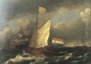 Amsterdam States Yacht Going About In Rough Seas Off Amsterdam by Ludolf Backhuysen the Elder