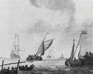 Shipping In An Estuary by Ludolf Backhuysen the Elder