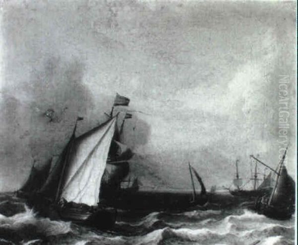 Dutch Smalschips And Other Shipping In A Gale - view 1