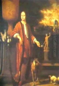 Portrait Of A Young Man, Full Length, Standing, Beside An   Urn In A Park Setting