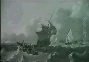 Voiliers En Bordure De Cote Sous Le Vent by Ludolf Backhuysen the Elder