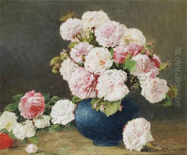 Peonies In A Blue Vase - view 1