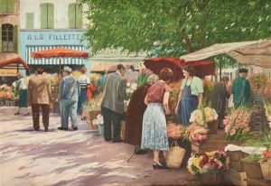Le Marche Aux Fleurs by Francois Backvis