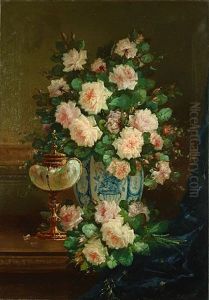 Stilleven Met Bloemen En Schaal by Francois Backvis