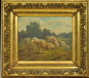 Moutons Au Pre by Francois Backvis