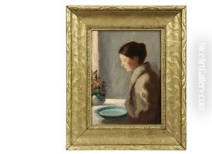 Study Of Woman Seated At Dinner by Charles Roswell Bacon
