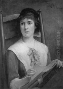 The Puritan Maiden/portrait Of A Woman In Blue by Henry Bacon