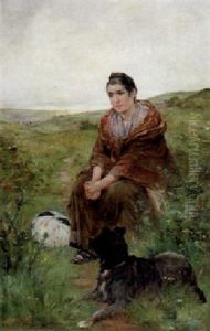 Peasant Woman With Her Dog by Henry Bacon