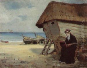 An Artist Sketching On The Beach