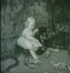 Young Girl With Dog by Henry Bacon