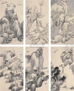 Landscape (+ Calligraphy; 12 Works) by Bada Shanren