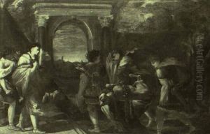 Huntsmen Carrying A Dead Hound Towards A Grieving Woman Huntsmen Carrying A Dead Hound Towards A Grieving Woman