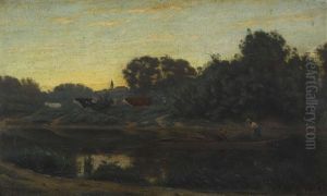 Flusslandschaft Am Abend by Jules Louis Badel