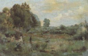 Sommerliche Landschaft Mit Spazierganger by Jules Louis Badel