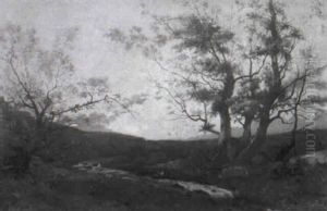 Herbstliche Landschaft In Abendstimmung by Jules Louis Badel