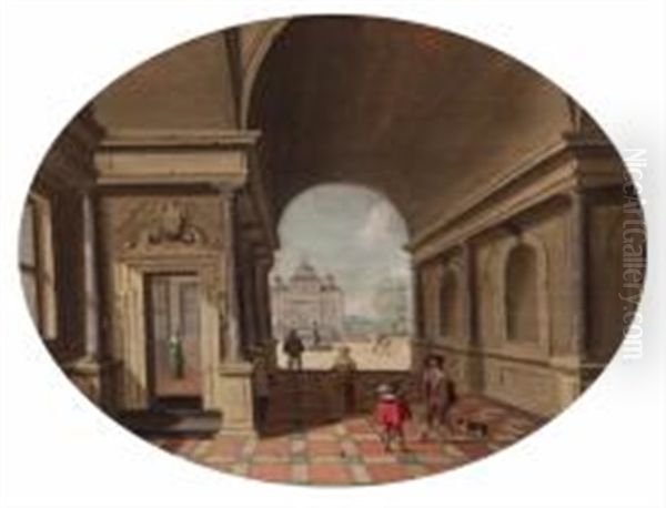 Vue Imaginaire De L"interieur D"un Palais Avec Des Personnages - view 1