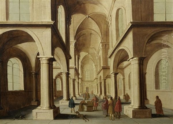 A Church Interior With Christ Driving Out The Moneylenders - view 1
