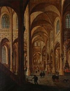 Interior From A Gothic Church by Hans Jurriaensz van Baden