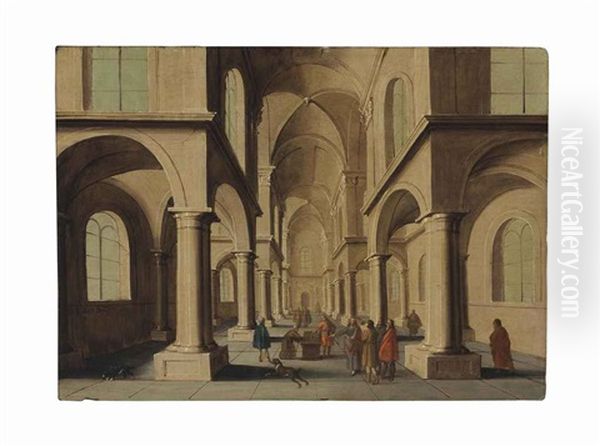 A Church Interior With Christ Driving Out The Moneylenders - view 1