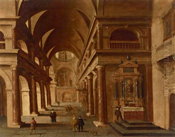Inneres Einer Barocken Kirche Mit Figuren - view 1