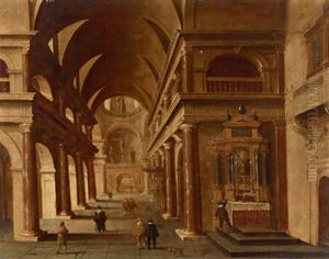 Inneres Einer Barocken Kirche Mit Figuren Inneres Einer Barocken Kirche Mit Figuren