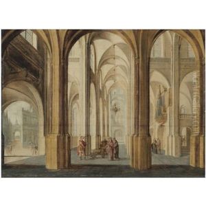 A Church Interior With Alexander The Great Cutting The Gordian Knot