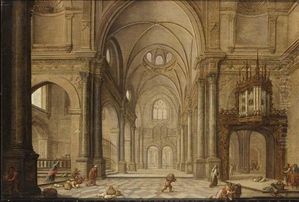 A Church Interior With Christ Driving The Moneychangers From The Temple - view 1