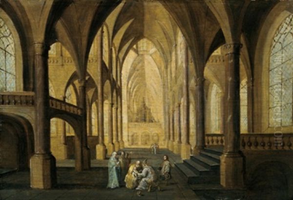 Inneres Einer Gotischen Kirche Mit Figuren - view 1