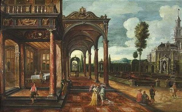 Blick In Den Lustgarten Eines Renaissancepalastes Mit Loggia - view 1