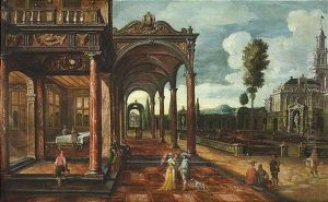 Blick In Den Lustgarten Eines Renaissancepalastes Mit Loggia