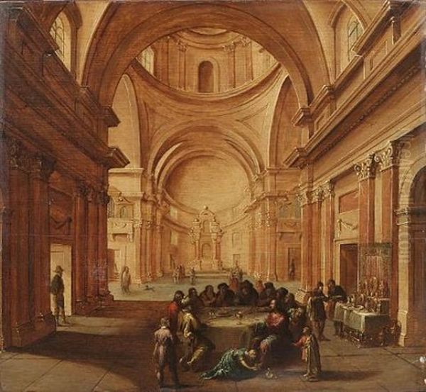 A Church Interior With Christ At Supper With Simon The Pharisee - view 1