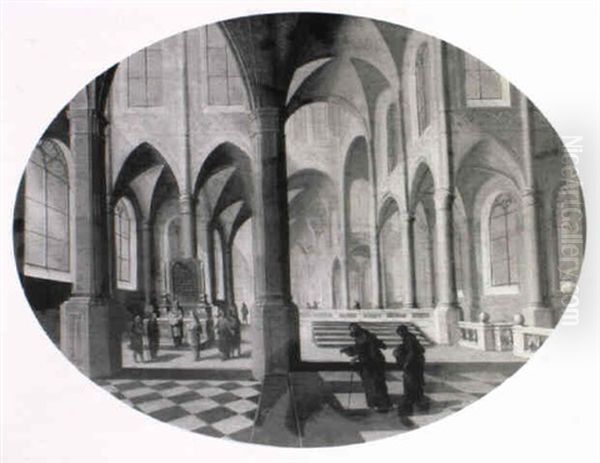 A Gothic Church Interior With The Presentation Of Christ - view 1